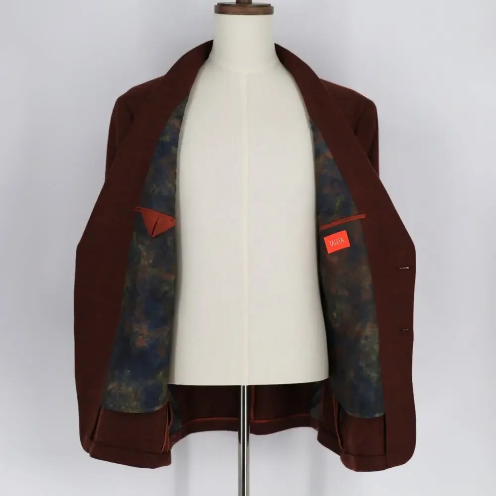 Tallia Men's Solid Rust Brown Wool Blend Classic Slim-Fit Sport Coat Size 48R